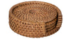 Loma Round Rattan Coasters with Holder, Set of 4 Coasters