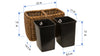 Rattan Double Waste Basket with Plastic Inserts, Antique Brown