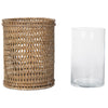 Cabo Hurricane Rattan Candle Holders, Natural
