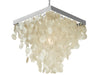 Kouboo Rectangular White Capiz Seashell Rain Drop Pendant Lamp Full View