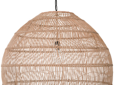 Luhu Open Weave Cane Rib Bell Pendant Lamp, Extra Large, Natural