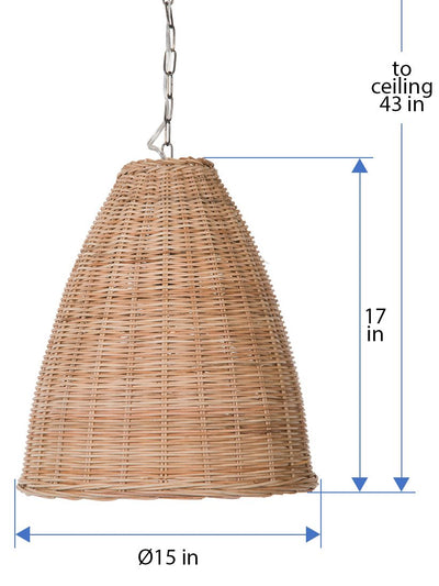 Panay Wicker Bell Pendant Lamp, Natural