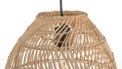 Luhu Open Weave Cane Rib Mini Bell Pendant Lamp, Natural, Small