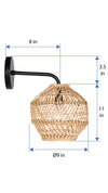 Luhu Open Weave Cane Rib Ball Sconce Wall Lamp, Natural