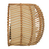 Wicker Rib Half-Sphere  Indoor Wall Sconce with Whie Fabric Light Diffuser, Natural