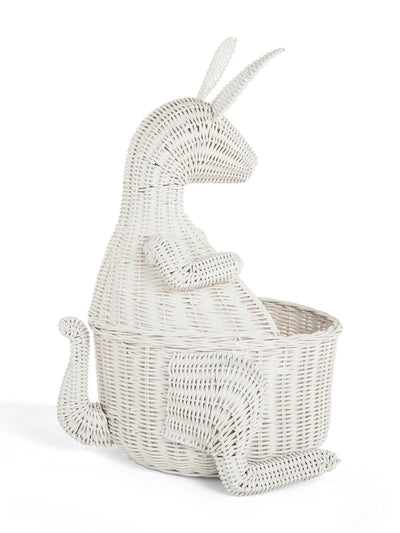 Kangaroo Wicker Storage Basket, White