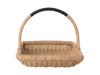 Vegetable and Flower Wicker Basket with Leather Wrapped Arch Handle, Natural Color