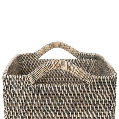 Loma Rectangular Decorative Rattan Storage Basket with Ear Handles, Small