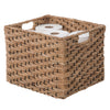 Rectangular Vertical Weave Seagrass Storage Basket with Cut-out Handles