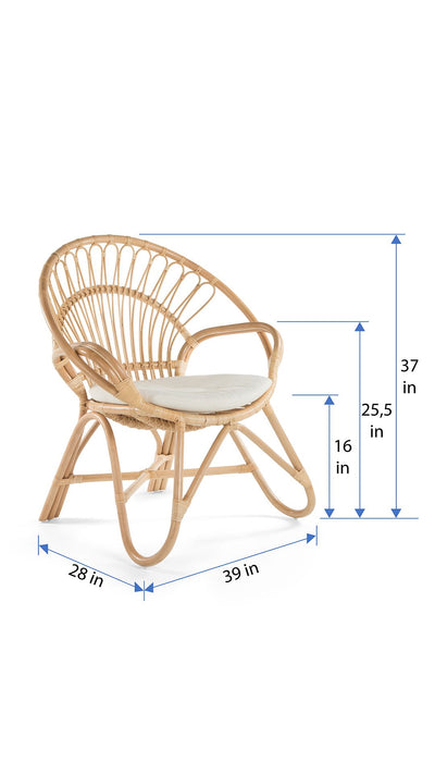 Round Rattan Loop Armchair with Seat Cushion