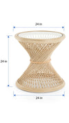 Kouboo Natural Peacock Rattan Side Table With Glass Top 