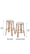 Bistro Backless Bar Hight Stool, White and Blue