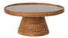 La Jolla Rattan Cake stand with Glass Top, Honey-Brown