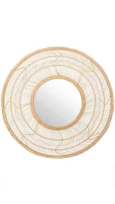 Luhu Round Cane Rib Decorative Wall Mirror