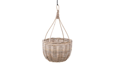 Kobo Rattan Hanging Basket and Planter, Brown-Gray