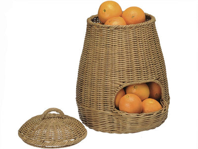 Large Wicker Potato Onion Basket Fruit Vegetable Storage Basket Filled With Oranges