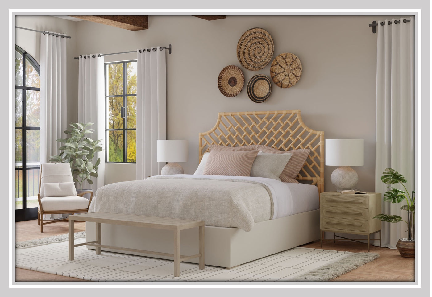 Rattan Loop Headboard, Natural