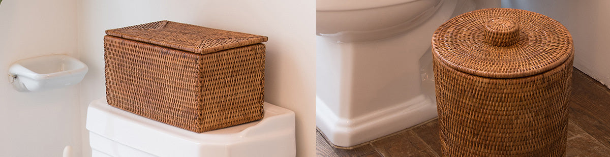 Bathroom Wastebaskets: Wicker Waste Baskets in Rattan