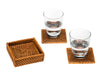 Laguna Square Rattan Coasters with Case, Set of 4, Honey-Brown