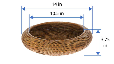 La Jolla Rattan Fruit Bowl, Honey Brown