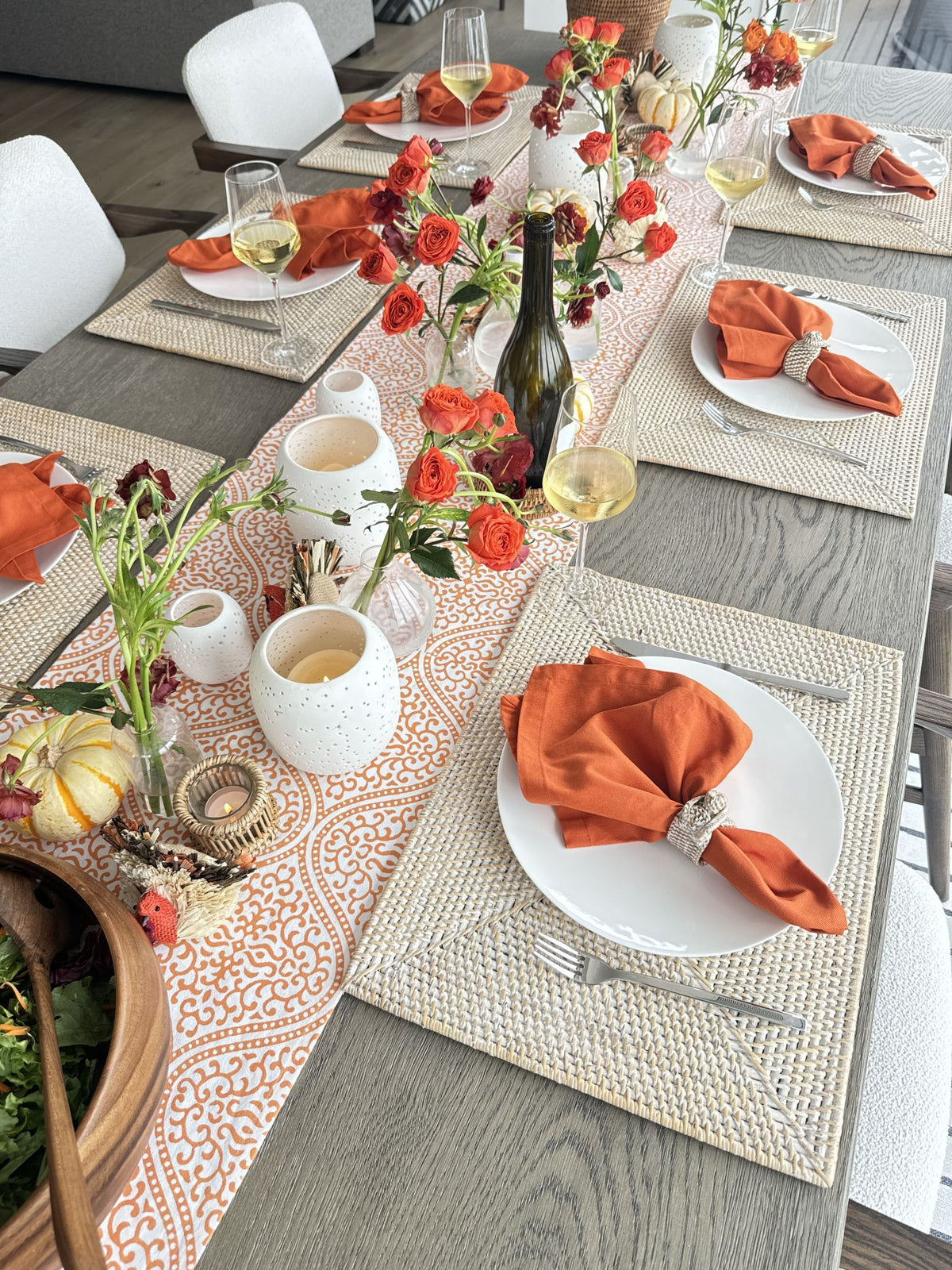 Round Rattan Placemats Set Of 2 – Boho Farmhouse Style, Handwoven, White-Washed, 29cm Diameter