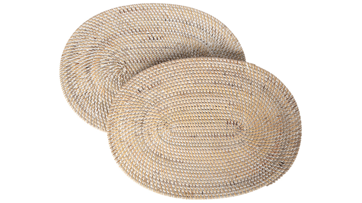 Oval Rattan Mat Loma Oval Rattan Placemats, Set of 2 | Kouboo