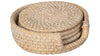 Loma Round Rattan Coasters with Holder, Set of 4 Coasters