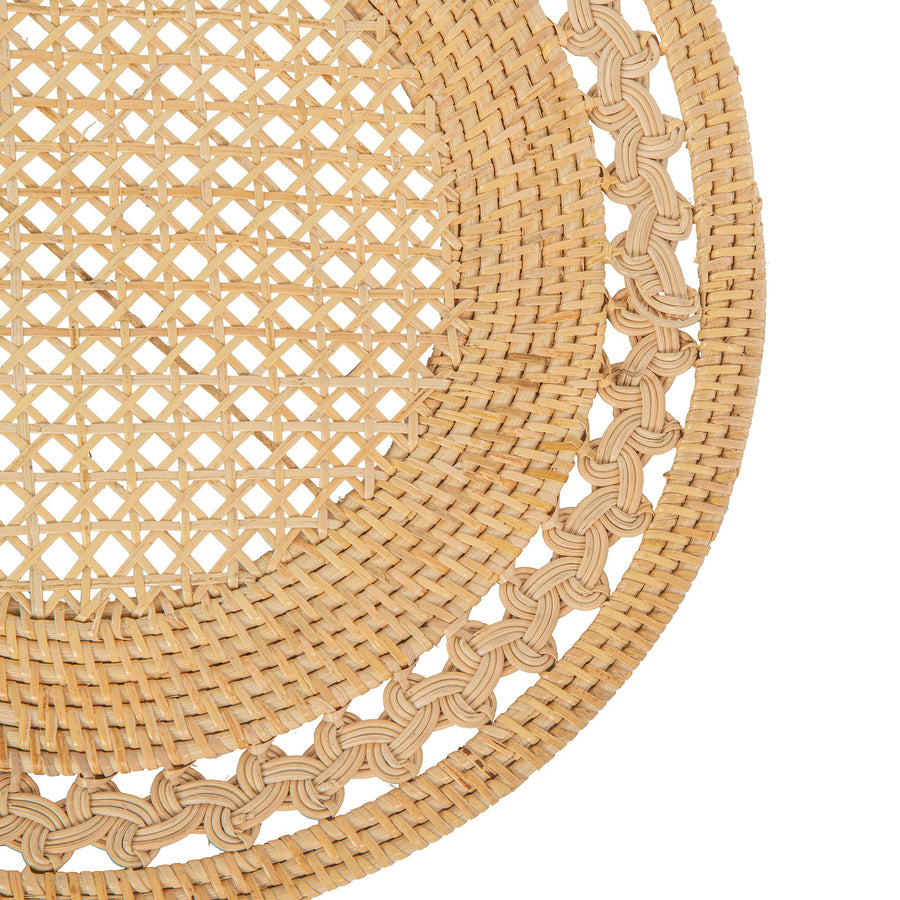 Round 15 in. Rattan Decorative Placemats (Set of 2 pc) with Braided Edge, Natural Color