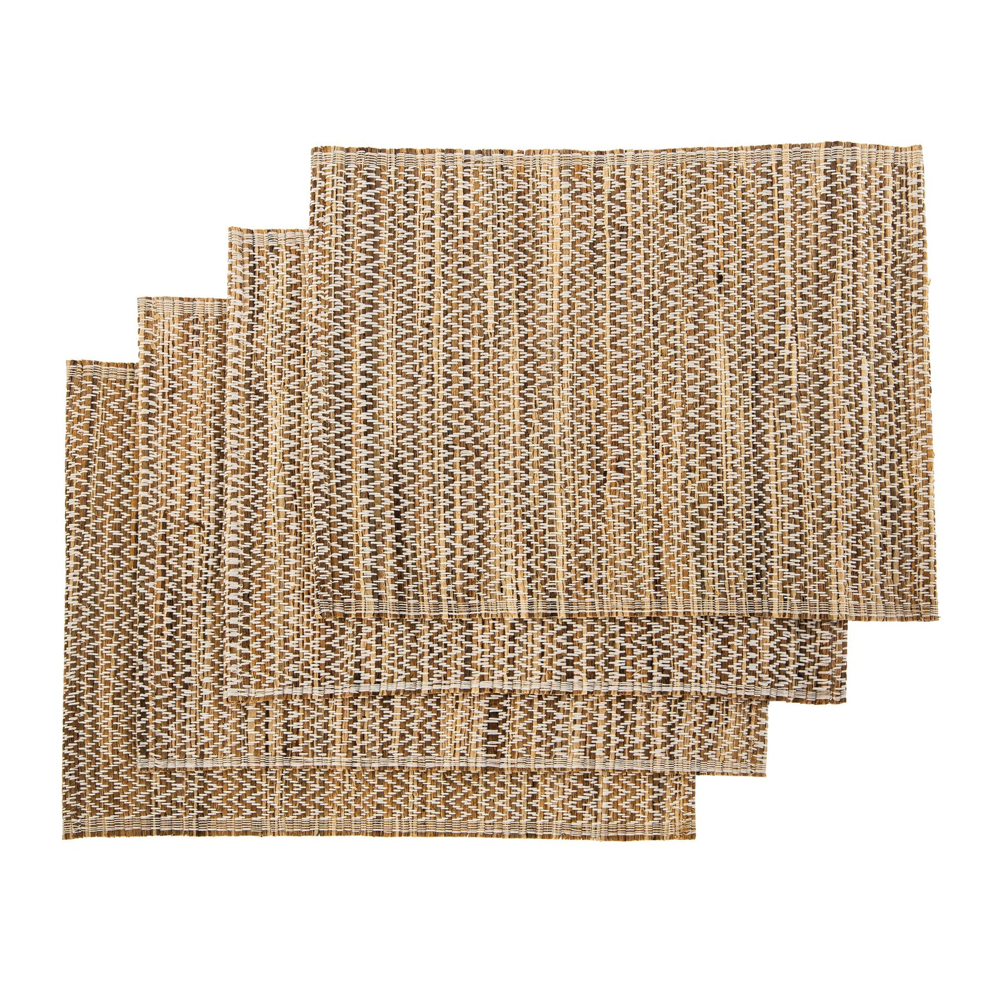 Rectangular 19 in. x 14.25 in. Water Hyacinth Placesmats (Set of 4) , Brown Tones