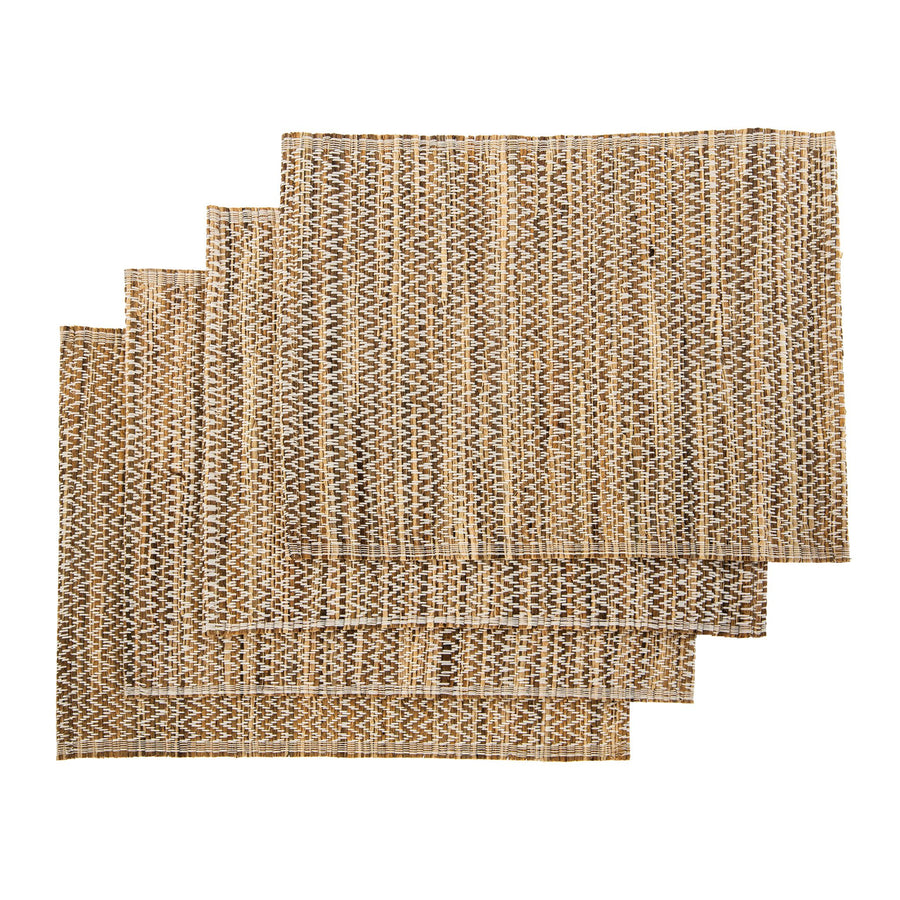 Rectangular 19 in. x 14.25 in. Water Hyacinth Placesmats (Set of 4) , Brown Tones