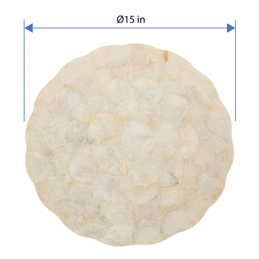 Round 15 in. Capiz Seashell Placemats (Set of 2) , Ivory-Gold-Plearlescent
