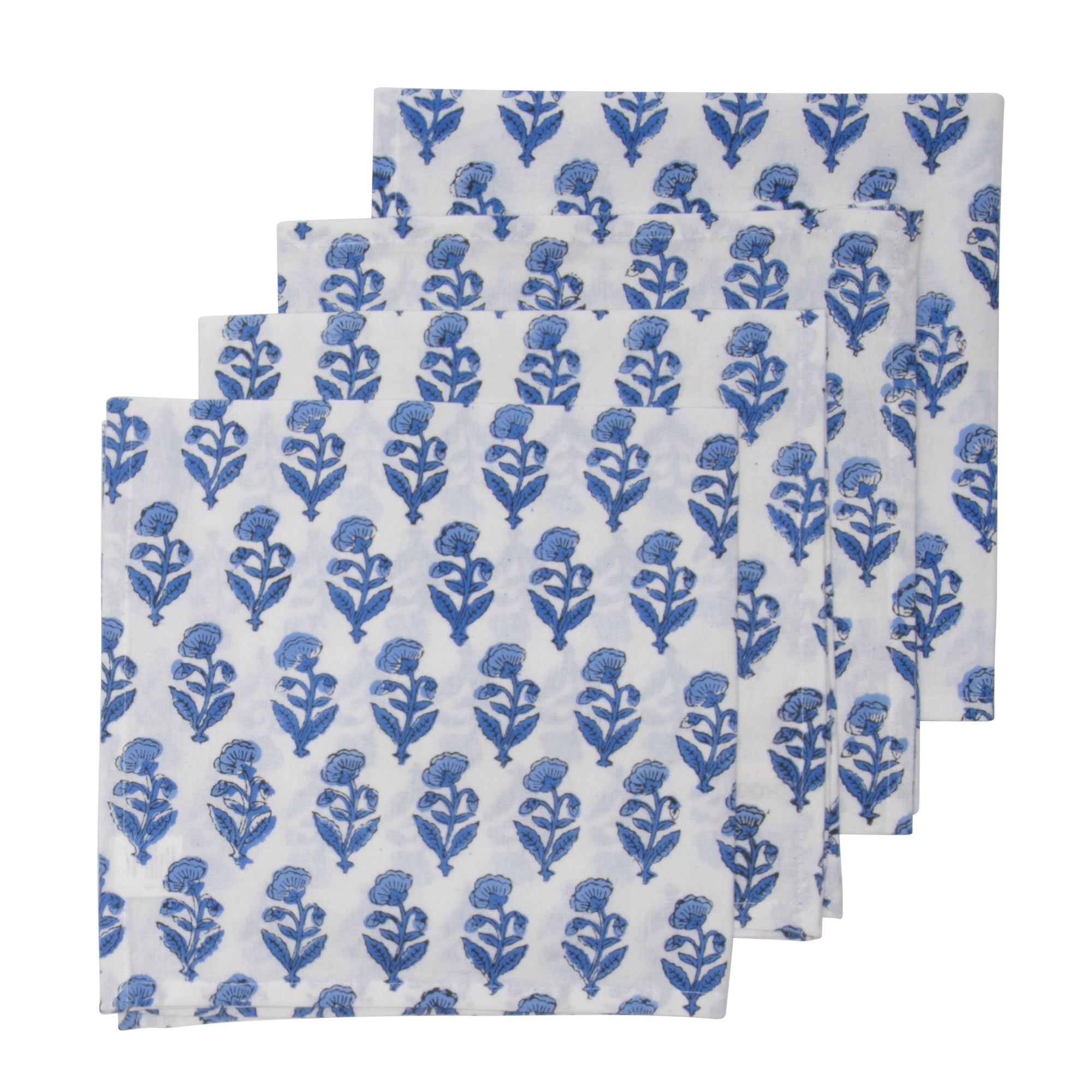 Hand Block Print Dinner Napkins, 20 inches x 20 inches, Set of 4 Pieces, Blue