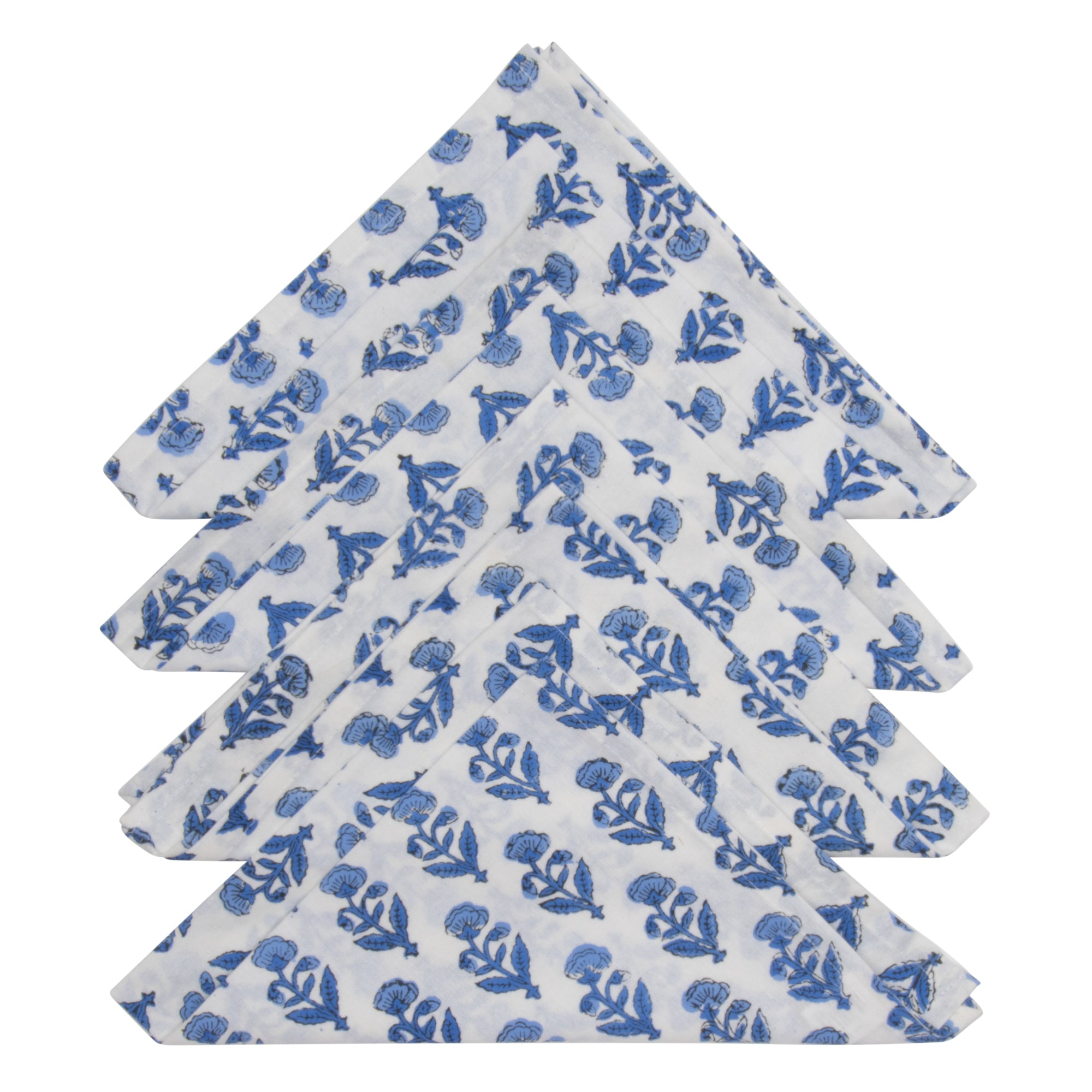 Hand Block Print Dinner Napkins, 20 inches x 20 inches, Set of 4 Pieces, Blue