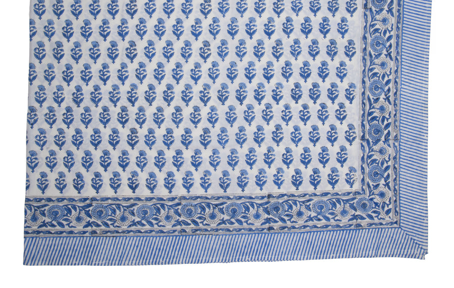 Hand Block Print Tablecloth, Blue