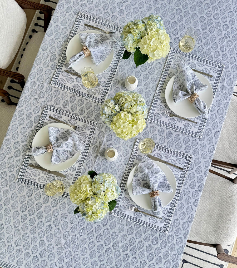 Hand Block Print Dinner Napkins, 20 inches x 20 inches, Set of 4 Pieces, Gray