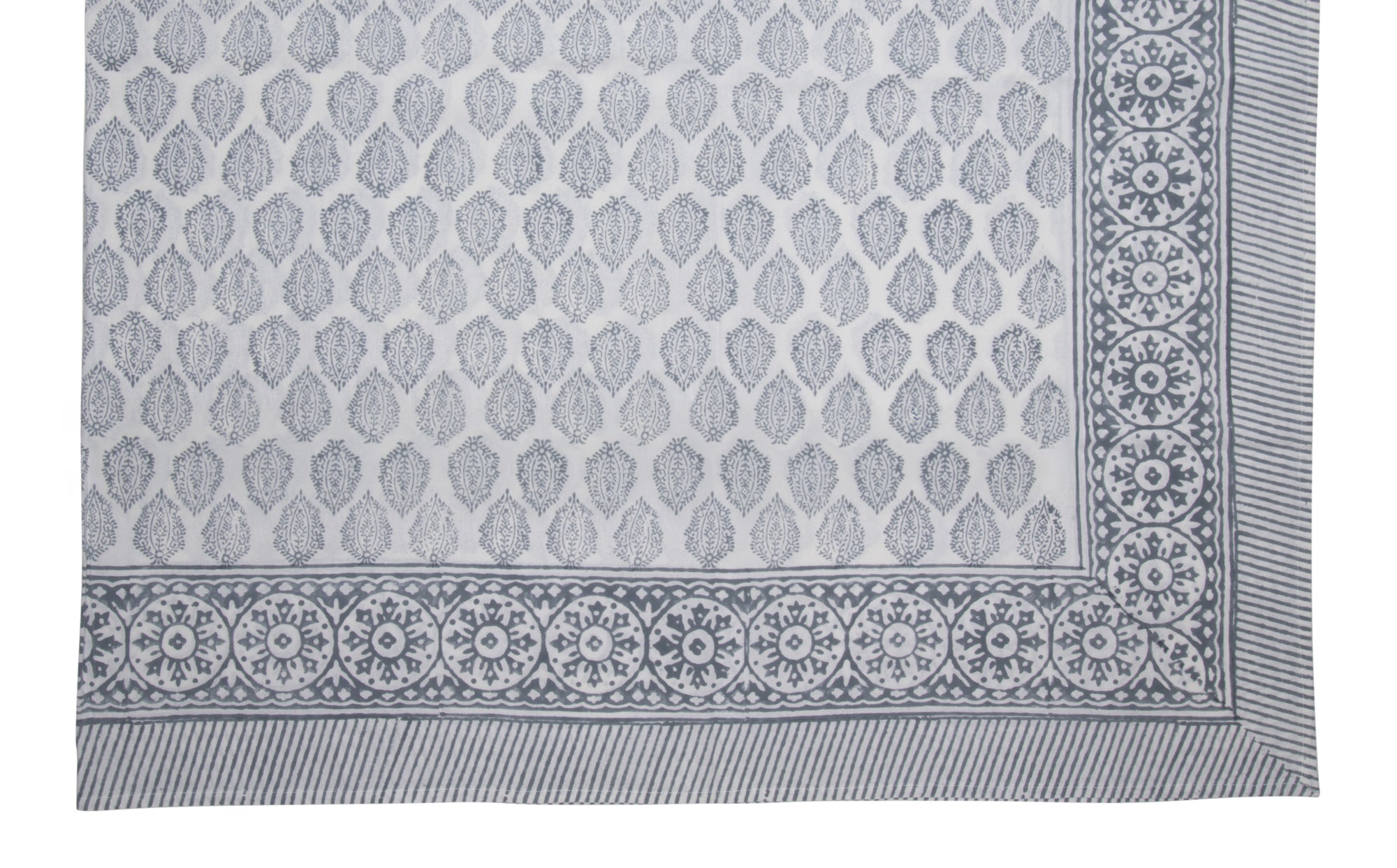 Hand Block Print Tablecloth, Gray