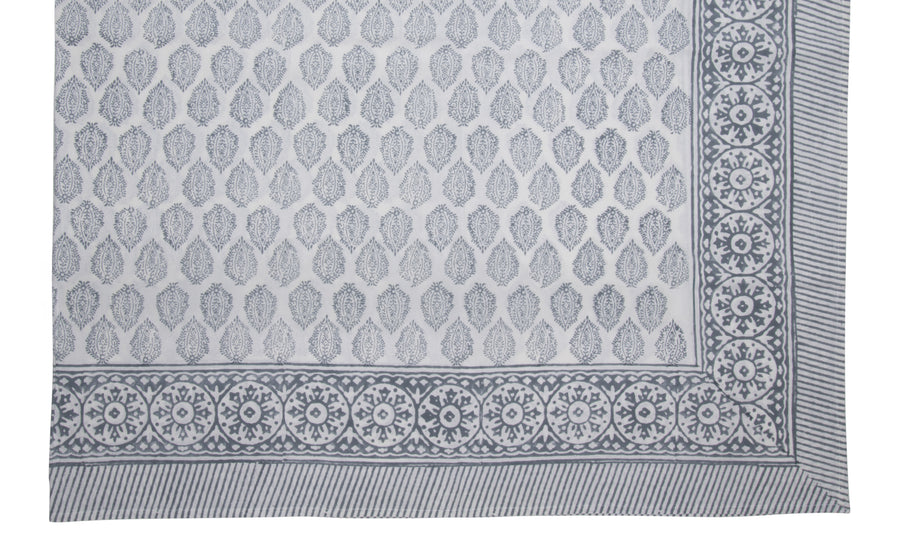 Hand Block Print Tablecloth, Gray