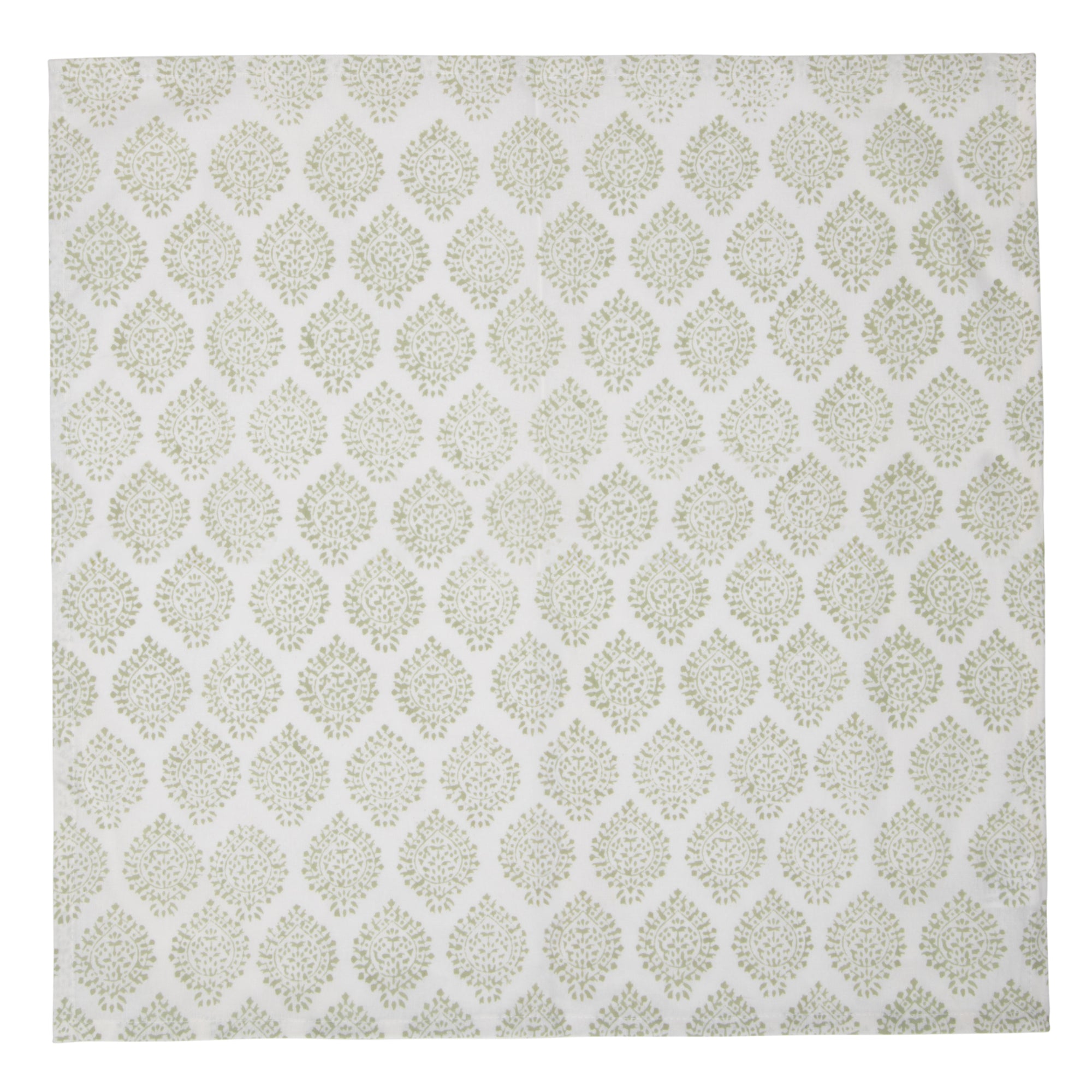 Hand Block Print Dinner Napkins, 20 inches x 20 inches, Set of 4 Pieces, Light Green