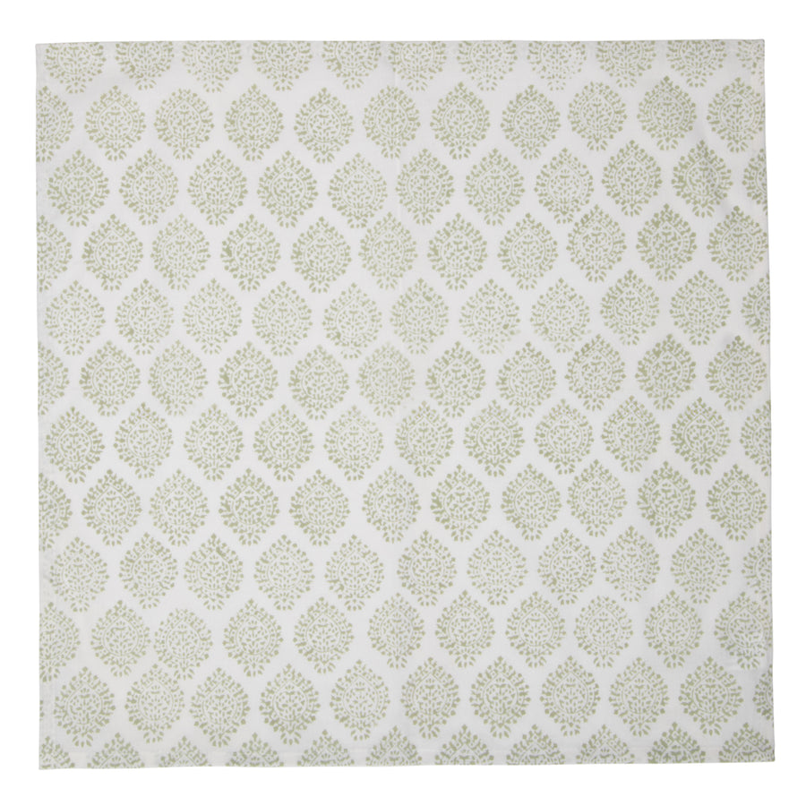 Hand Block Print Dinner Napkins, 20 inches x 20 inches, Set of 4 Pieces, Light Green