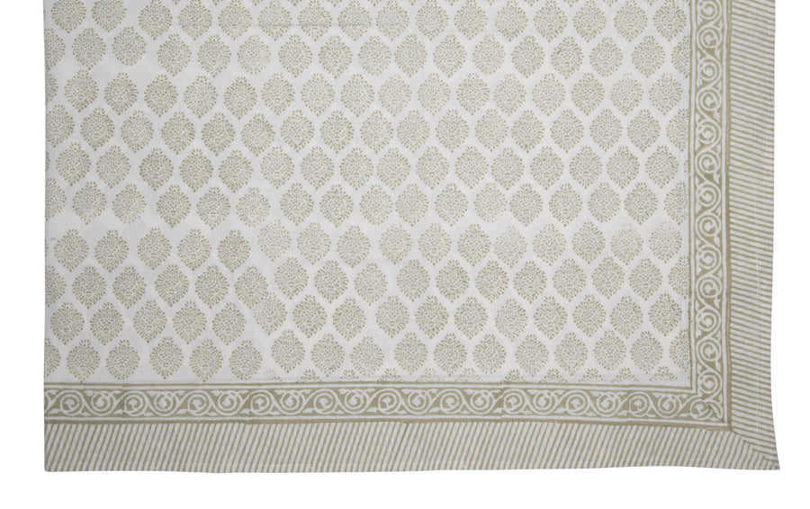 Hand Block Print Tablecloth, Light Green