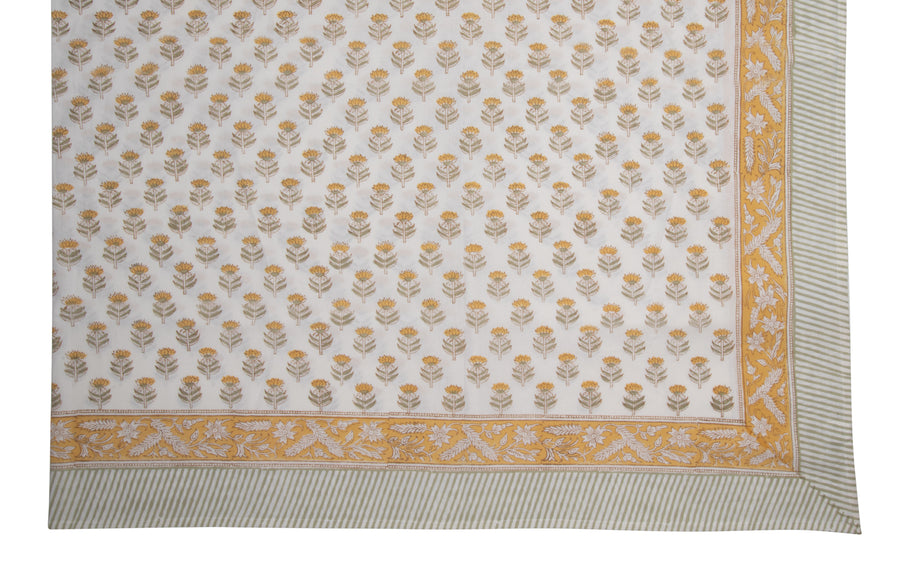 Hand Block Print Tablecloth, Yellow