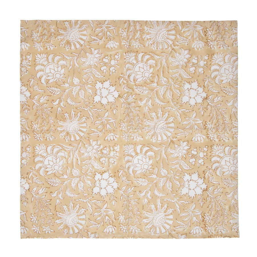 Hand Block Print Dinner Napkins, 20 inches x 20 inches, Set of 4 Pieces, Beige