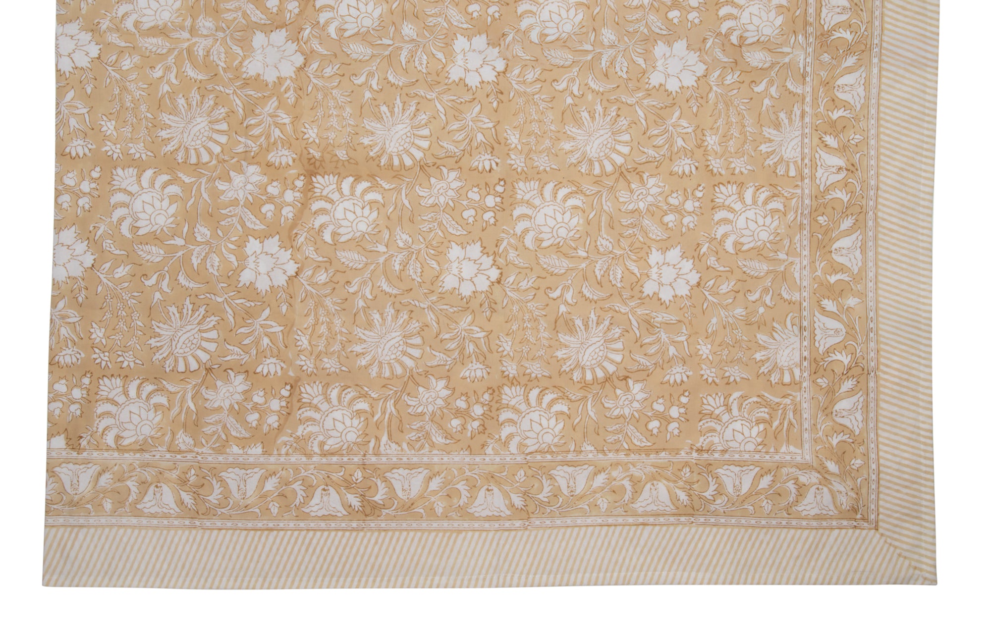 Hand Block Print Tablecloth, Beige