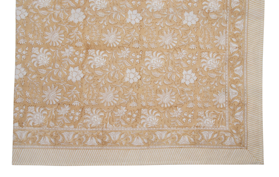 Hand Block Print Tablecloth, Beige