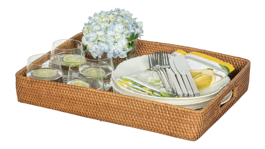 Loma Rectangular Rattan Serving Tray