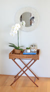 La Jolla Rattan Butler Tray with Folding Teak Wood Stand