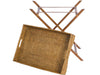 La Jolla Rattan Butler Tray with Folding Teak Wood Stand