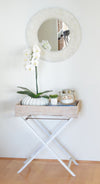 La Jolla Rattan Butler Tray with Folding Teak Wood Stand