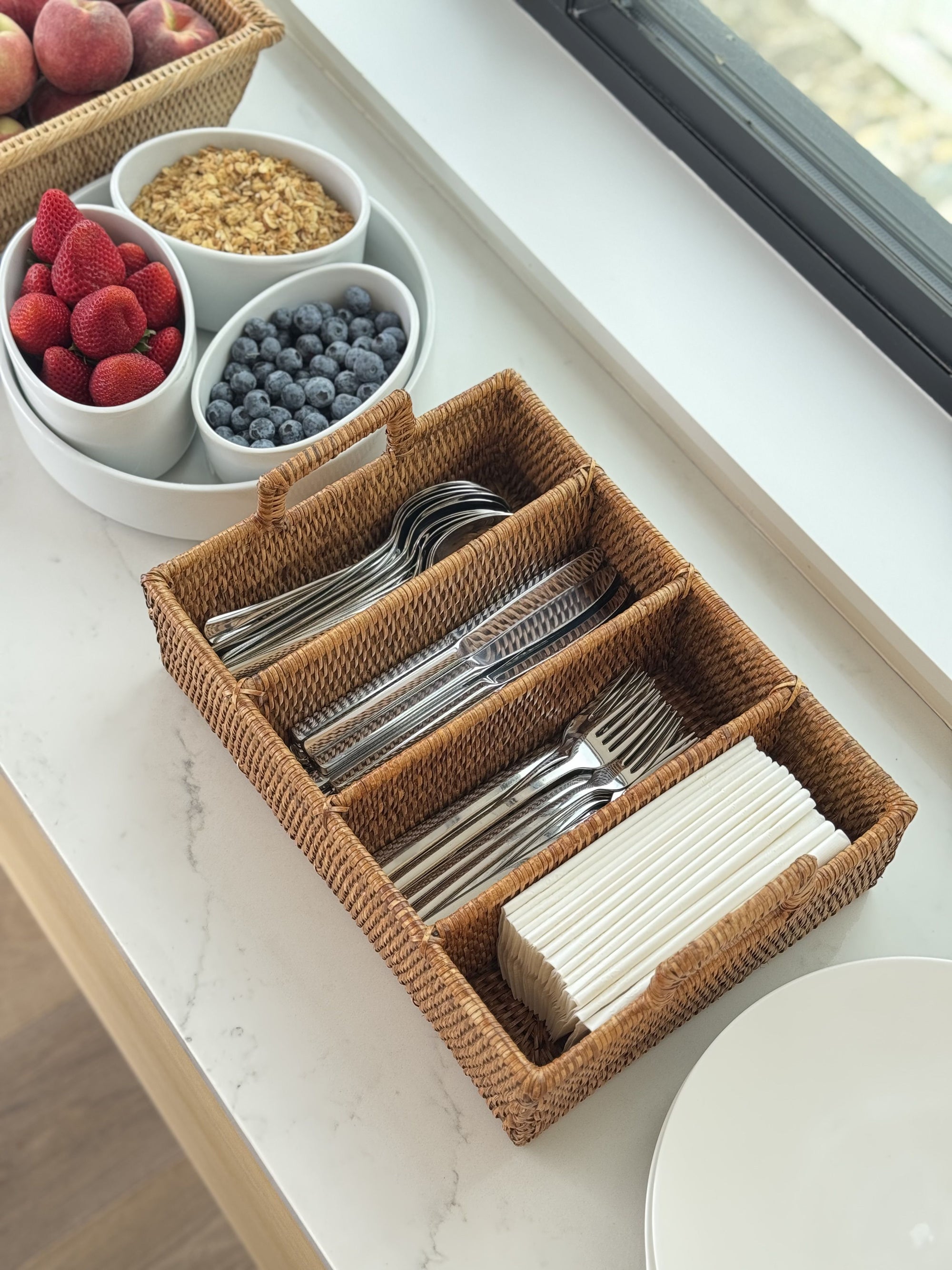 La Jolla Rattan Flatware Tray