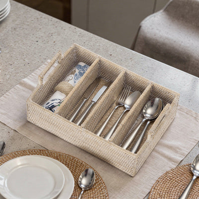 La Jolla Rattan Flatware Tray